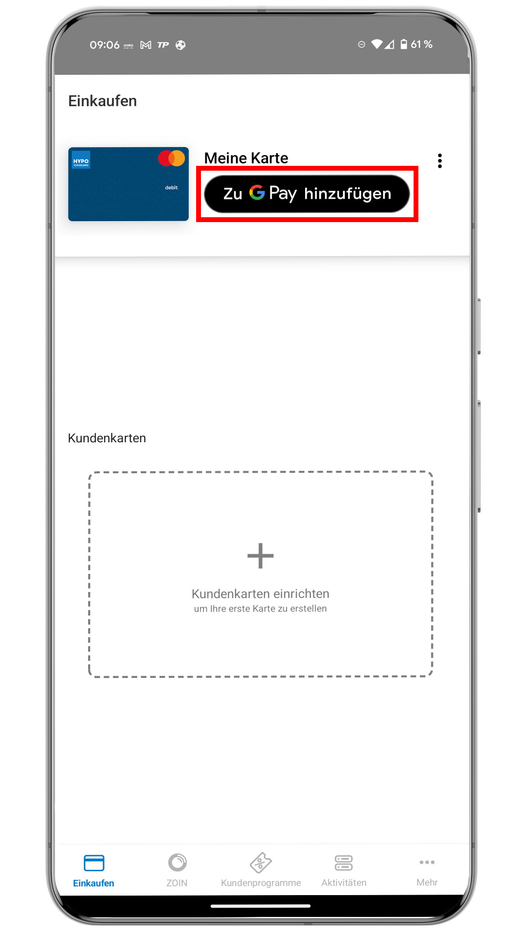 Google Pay auf einem Smartphone